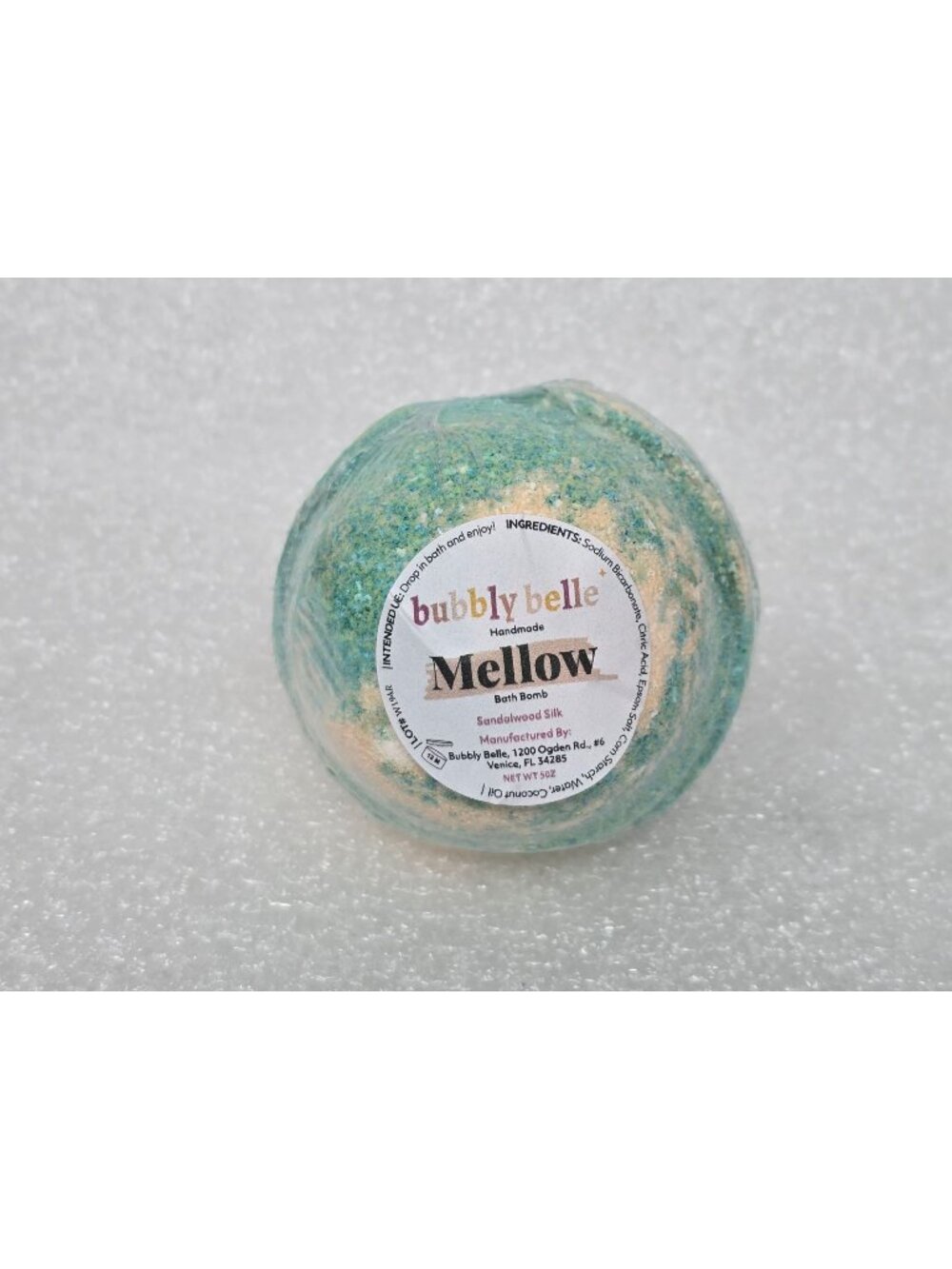 Bubbly Belle Mellow Handmade Sandalwood Silk Bath Bomb 5oz Relaxing Aromatherapy